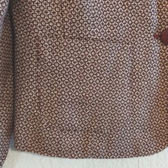 Monroe & Main Tweed Two Button Burgundy Deep Red & Cream Lined Fitted Blazer 8 - Picture 10 of 11